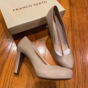 Franco Sarto Beige Textured High Heel Pumps